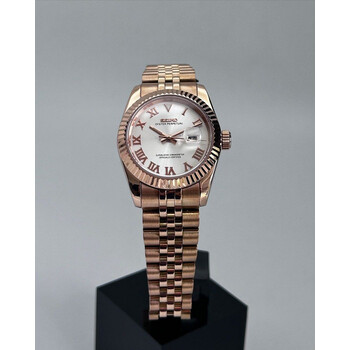 Custom Seiko Mod • Silver Roman Rose Gold Datejust • 31mm
